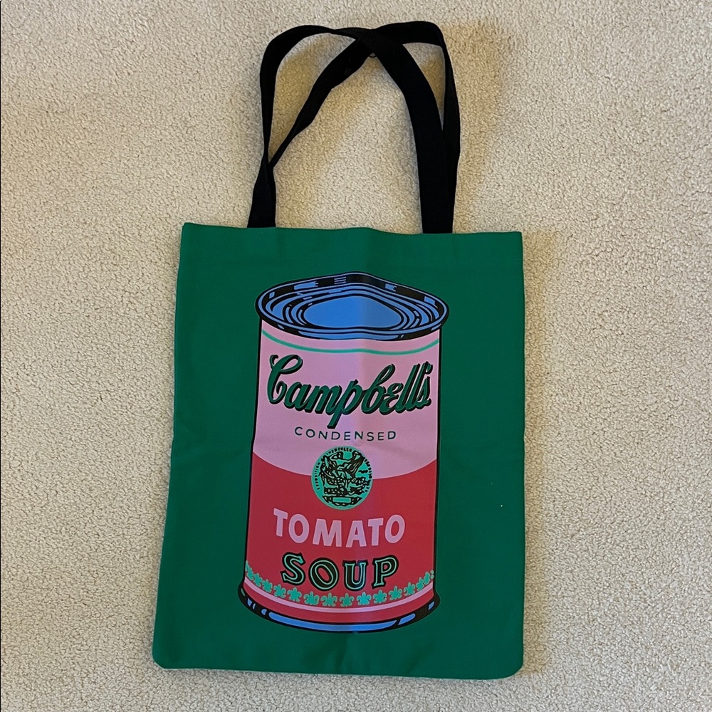 New Andy Warhol Green canvas Tote Book Bag